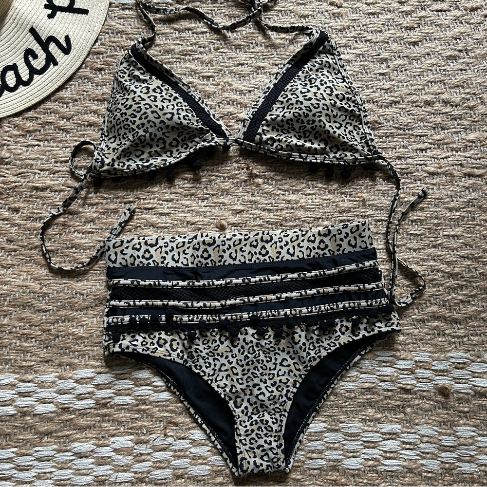 High Waisted Cheetah Bikini